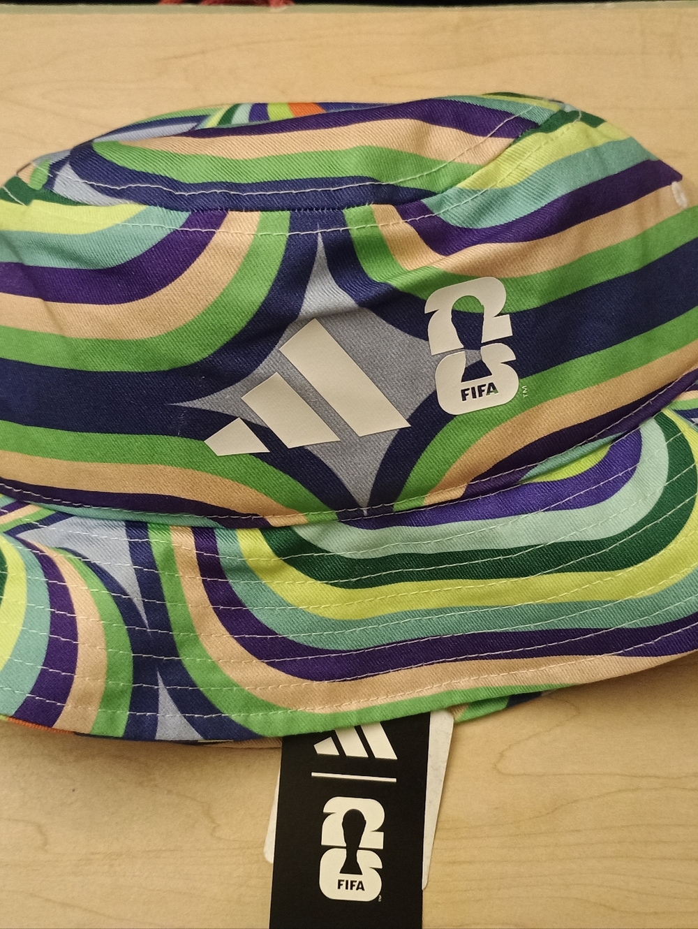 adidas WC 2026 Multicolor Swirl Bucket Hat - Green Blue Orange Accents